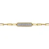 Sale Gabriel & Co. 14K Yellow Gold Hollow Paperclip Chain Diamond Pave ID Bracelet