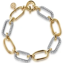 Gabriel & Co. 14K Yellow Gold Hollow Tube Link Diamond Bracelet