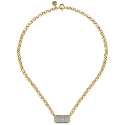 Online Gabriel & Co. 14K Yellow Gold Hollow Tube Link Diamond Necklace