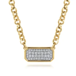 Online Gabriel & Co. 14K Yellow Gold Hollow Tube Link Diamond Necklace