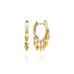 Discount Gabriel & Co. 14K Yellow Gold Huggie Earrings with Rhombus Drops