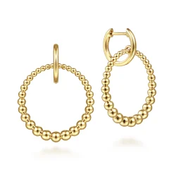 Online Gabriel & Co. 14K Yellow Gold Huggies with Bujukan Beaded Circle Drops