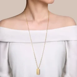 Online Gabriel & Co. 14K Yellow Gold ID Dog Tag Pendant Hollow Chain Necklace