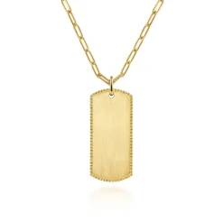 Online Gabriel & Co. 14K Yellow Gold ID Dog Tag Pendant Hollow Chain Necklace