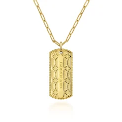 Online Gabriel & Co. 14K Yellow Gold ID Dog Tag Pendant Hollow Chain Necklace