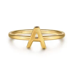 Outlet Gabriel & Co. 14K Yellow Gold Initial A Stackable Ring