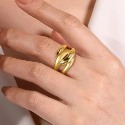 New Gabriel & Co. 14K Yellow Gold Intersecting Links Ring