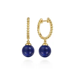 Outlet Gabriel & Co. 14K Yellow Gold Lapis Bujukan Huggie Drop Earrings