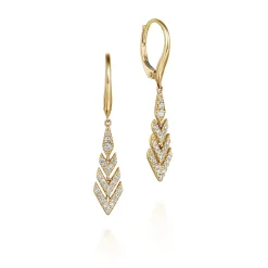 Outlet Gabriel & Co. 14K Yellow Gold Leverback Graduating Diamond Chevron Drop Earrings