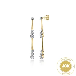 Hot Gabriel & Co. 14K Yellow Gold Linear Graduated Diamond Station Drop Earrings in size 45mm