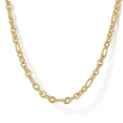 Discount Gabriel & Co. 14K Yellow Gold Link Chain Necklace with Twisted Rope Stations
