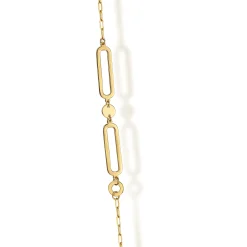 Gabriel & Co. 14K Yellow Gold Link Station Necklace With Hollow Paperclip Chain