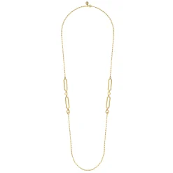 Gabriel & Co. 14K Yellow Gold Link Station Necklace With Hollow Paperclip Chain