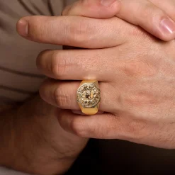 New Gabriel & Co. 14K Yellow Gold Lion Head Ring in High Polished Finish