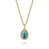 Online Gabriel & Co. 14K Yellow Gold London Blue Topaz Bujukan Teardrop Pendant Necklace