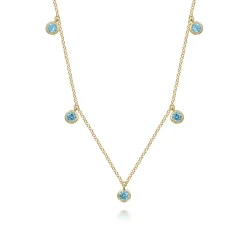 Hot Gabriel & Co. 14K Yellow Gold London Blue Topaz Station Necklace