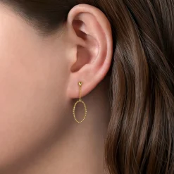Discount Gabriel & Co. 14K Yellow Gold Long Bujukan Oval Drop Earrings