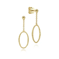 Discount Gabriel & Co. 14K Yellow Gold Long Bujukan Oval Drop Earrings