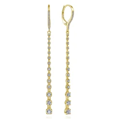 Outlet Gabriel & Co. 14K Yellow Gold Long Graduating Diamond Bar Earrings