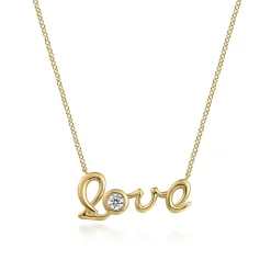 Best Gabriel & Co. 14K Yellow Gold Love Pendant Necklace with Diamond Accent