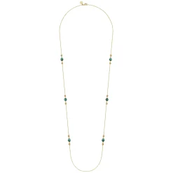 Gabriel & Co. 14K Yellow Gold Malachite and Bujukan Bead Station Necklace
