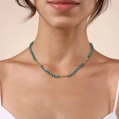 Gabriel & Co. 14K Yellow Gold Malachite Beads Necklace