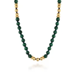 Gabriel & Co. 14K Yellow Gold Malachite Beads Necklace