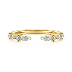 Hot Gabriel & Co. 14K Yellow Gold Marquise and Round Open Diamond Anniversary Band - 0.25 ct