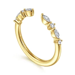 Hot Gabriel & Co. 14K Yellow Gold Marquise and Round Open Diamond Anniversary Band - 0.25 ct