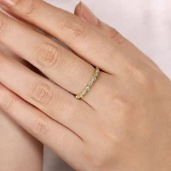 Discount Gabriel & Co. 14K Yellow Gold Marquise and Round Station Diamond Ring