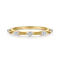 New Gabriel & Co. 14K Yellow Gold Marquise Station Diamond Anniversary Band - 0.21 ct