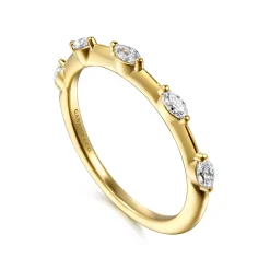 New Gabriel & Co. 14K Yellow Gold Marquise Station Diamond Anniversary Band - 0.21 ct