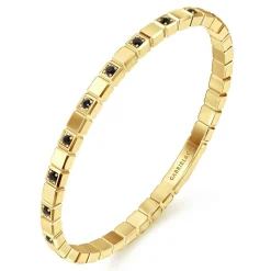 Gabriel & Co. 14K Yellow Gold Mens Bangle with Black Diamond