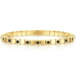 Gabriel & Co. 14K Yellow Gold Mens Bangle with Black Diamond