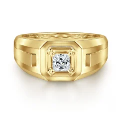 Outlet Gabriel & Co. 14K Yellow Gold Mens Engagement Ring in High Polish Finish
