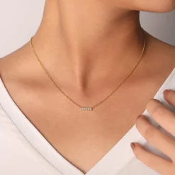 Best Gabriel & Co. 14K Yellow Gold Milgrain Diamond Bar Necklace