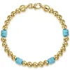 Sale Gabriel & Co. 14K Yellow Gold 6mm ball and Turquoise Cylinder Beaded Bracelet