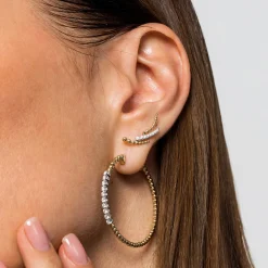 Sale Gabriel & Co. 14K Yellow Gold 40mm Bujukan Diamond Classic Hoop Earrings