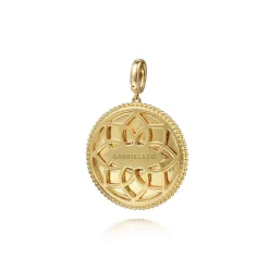 Online Gabriel & Co. 14K Yellow Gold 32mm Bujukan Diamond Sapphire Evil Eye Pendant With Detachable Bail