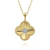 Discount Gabriel & Co. 14K Yellow Gold 32mm Bujukan Diamond Cut Diamond Clover Medallion Pendant With Detachable Bail