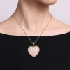 Best Gabriel & Co. 14K Yellow Gold 32mm Bujukan Heart Pink Mother of Pearl Pendant With Detachable Bail