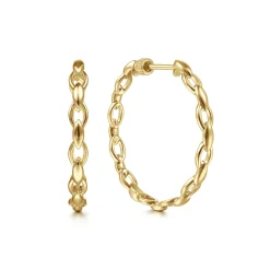 Hot Gabriel & Co. 14K Yellow Gold 30mm Chain Pattern Hoop Earrings