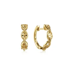 Outlet Gabriel & Co. 14K Yellow Gold 15mm Chain Pattern Huggie Earrings