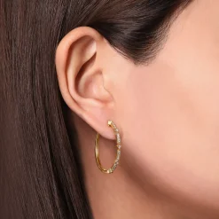 Discount Gabriel & Co. 14K Yellow Gold 30mm Diamond Classic Hoop Earrings