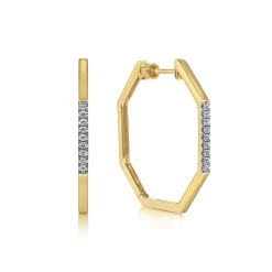 Clearance Gabriel & Co. 14K Yellow Gold 30mm Diamond Classic Hoop Earrings