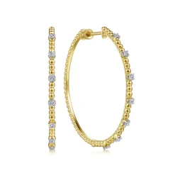 Best Gabriel & Co. 14K Yellow Gold 40mm Diamond Classic Hoop Earrings