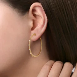 Best Gabriel & Co. 14K Yellow Gold 40mm Diamond Classic Hoop Earrings