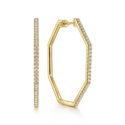 Hot Gabriel & Co. 14K Yellow Gold 40mm Diamond Classic Hoop Earrings
