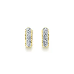New Gabriel & Co. 14K Yellow Gold 15mm Diamond Hoop Earrings