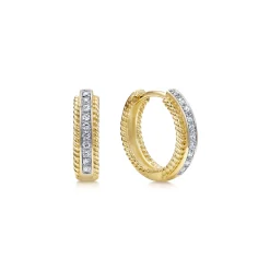 Best Gabriel & Co. 14K Yellow Gold 15mm Diamond Hoop Earrings